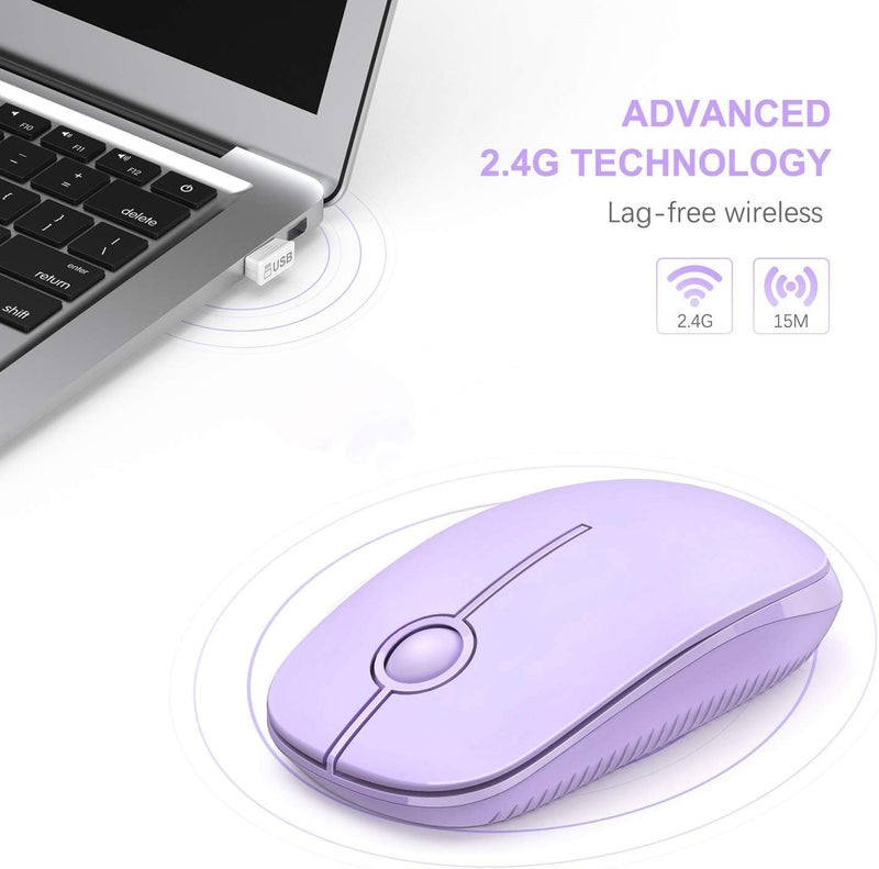 Unipows Wireless Mouse - 2.4G Slim Portable Computer Mouse with Nano Receiver, Less Noise Mobile Optical Mice for Notebook, PC, Laptop, Desktop-Purple - Image 4